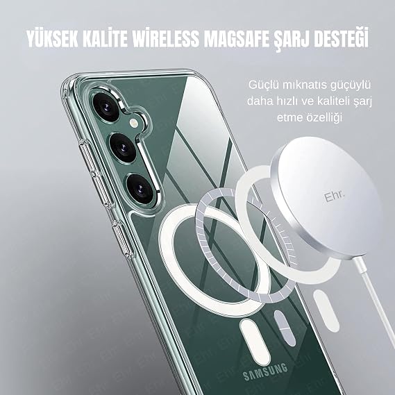 Case for Samsung Galaxy S25 Plus Camera Protected Transparent Silicone Case with Wireless Charging Feature Compatible with Magsafe (Transparent, Samsung Galaxy S25 Plus)