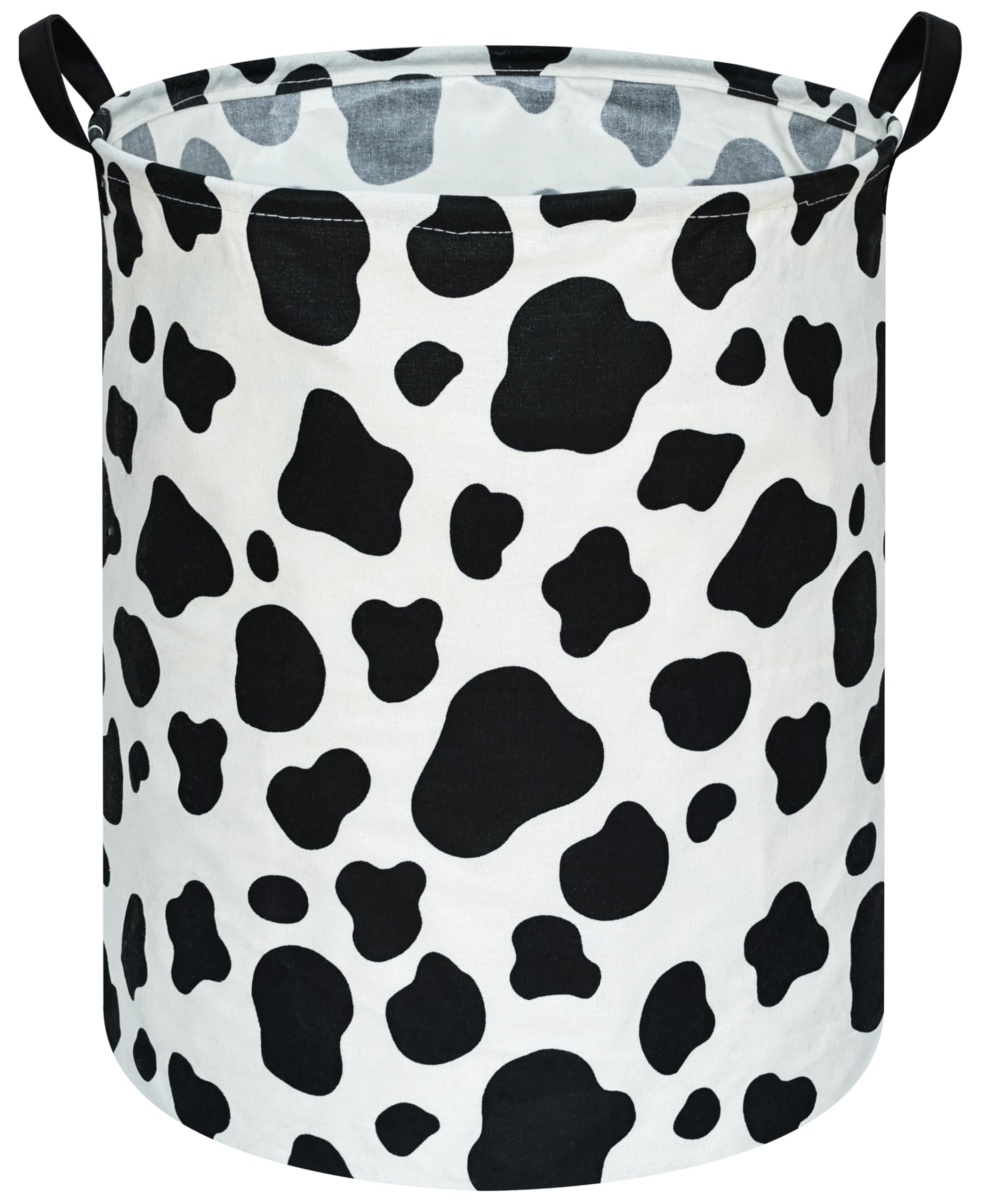 KUNRO Toy Bin Waterproof storage organizer for Nursery Hamper Home decor Closet Kids Bedroom Laundry Baby Gift Shelf Baskets (Rould Cow pattern)