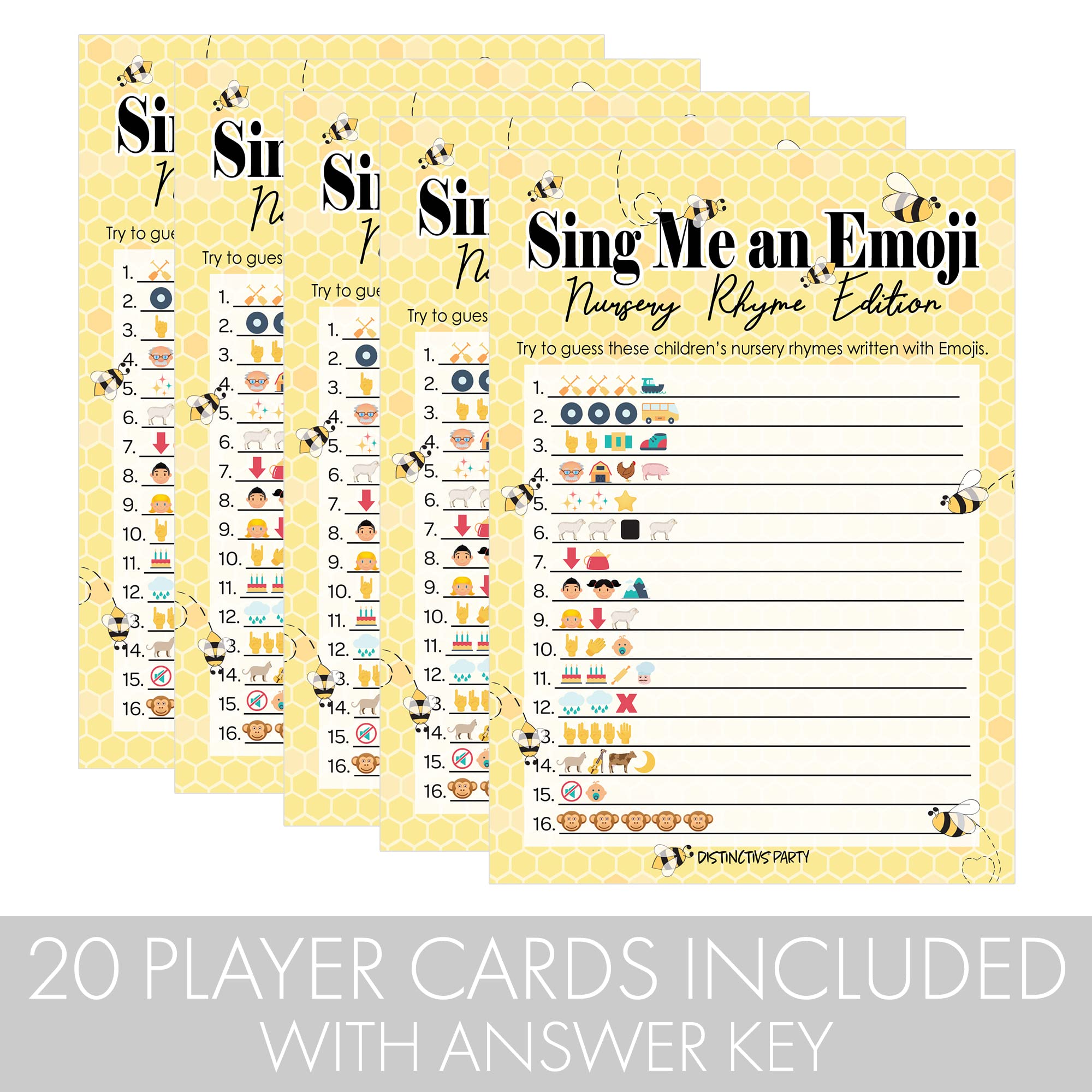 Amazon.com: Bumble Bee Baby Shower Emoji Game Cards - 20 Count : Home &  Kitchen