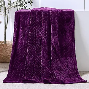 Whale Flotilla Flannel Fleece Throw Blanket for Couch, Soft Fluffy Velvet Sofa Blanket with Decorative Vintage Pattern for All Season, Warm and Lightweight, 50x60 Inch, Purple
