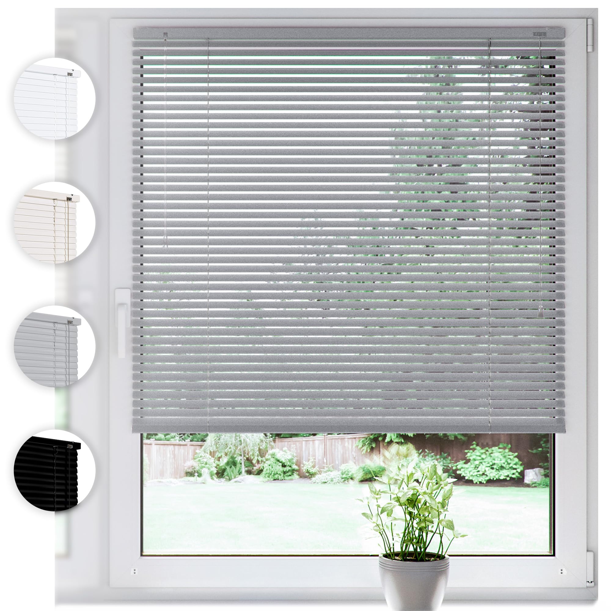 SONELLO Aluminium-Jalousie 30 cm x 100 cm – Silber (Klemmfix, ohne Bohren)