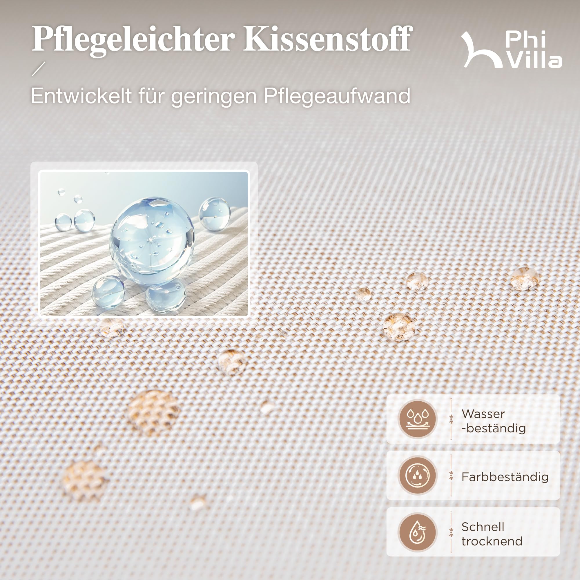 PHI VILLA 7-teiliges Rattan Gartenmöbel Set mit Esstisch und 6 Stühlen, Gartentisch Wetterfest und Gartenstuhl mit Dickerem Kissen, E-Beschichtung Metall Terrassenmöbel Outdoor Balkonmöbel Set für 6