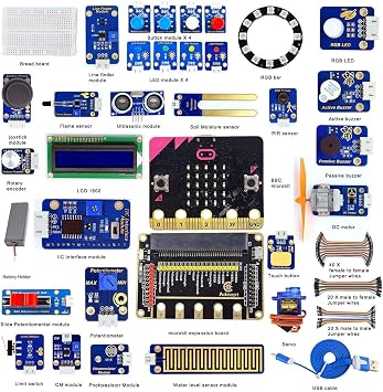 Adeept Sensor Starter Kit for BBC Microbit V2 Included | Programmable Starter Kit for Microbit with 35 Projects PDF Tutorial Book | Expansion Board Included