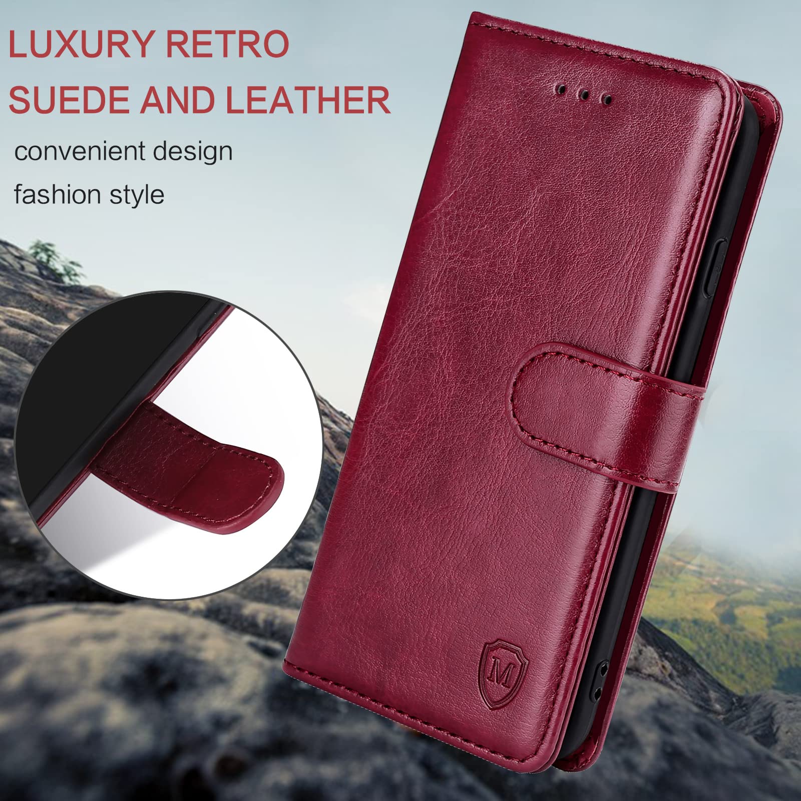 FMPCUON Funda para Samsung Galaxy J5 2016,Funda Libro Galaxy J5 2016 Funda con Tapa,Cuero Carcasa Magnético Funda Cartera Móvil para Samsung Galaxy J5 2016, Rojo — view 3
