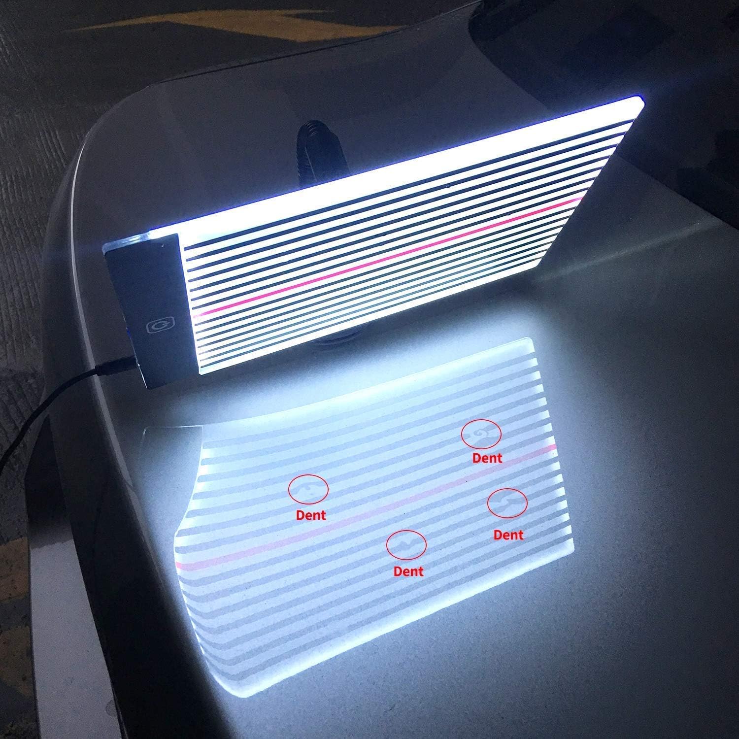 Paintless Dent Fix Tools Car LED Stripe Line Board Light Find Dent Reflector Dent Removal Repair Tool Lamp with Adjustment Holder and USB Line Power Button with 3 Different Brightness Controls