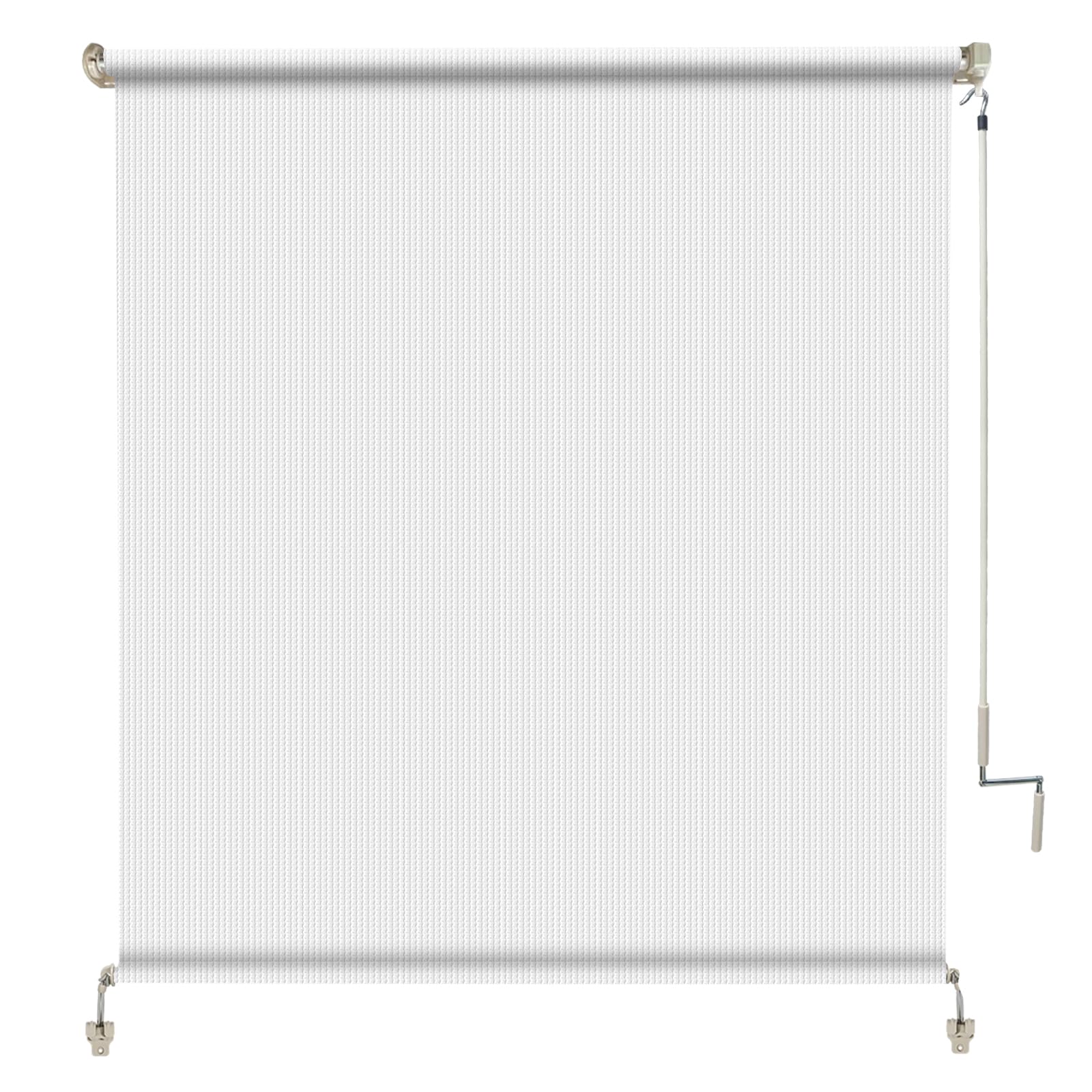 Amagenix Outdoor Roller Shades 8'(W) X 8'(H), Exterior Cordless Patio Shades Roll Up Outdoor Blinds with Spliced Poles Design, 90% UV Protection for Porch Gazebo Pergola, White — image 1