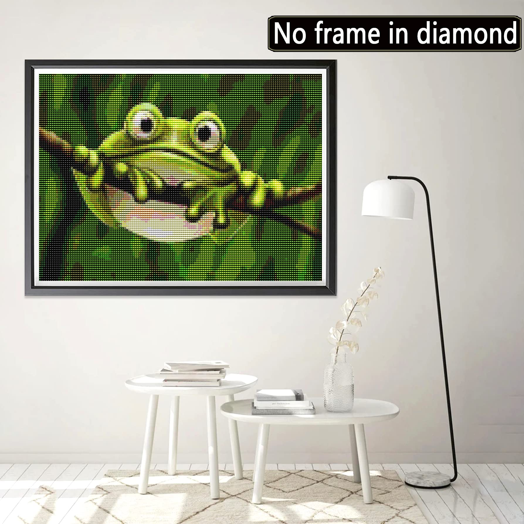 Ginfonr 5D Diamond Painting Complet Paysage Grenouille, Broderie Peinture Diamant Painting Animaux Kit Round Full Drill Complet Décoration De Pour La Décoration Murale De La Maison 30x40 Cm