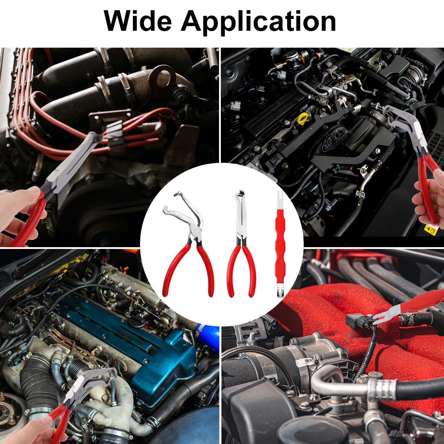 3pz Sconnettore Elettrico Pinza Kit, Autoveicolo Terminale Rimozione Attrezzo Filo Connettore Separatore Pinze Universale Kit Attrezzi per Automobile Camion Riparazione (Rosso)