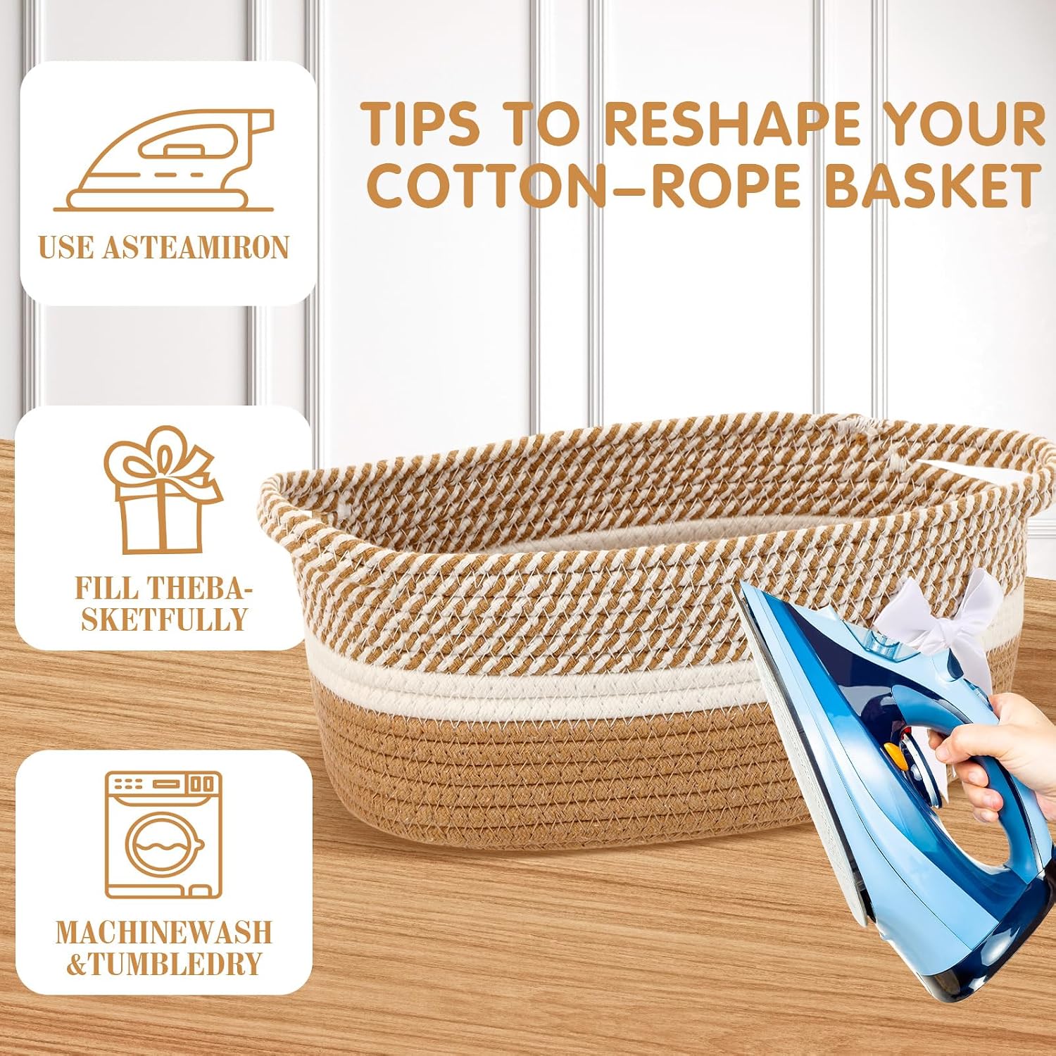 Colingmill 3 Pack Graduation Small Bow Woven Basket Empty with Handles Gift Bags and Ribbon 12" x 8" x 5" Gift Baskets to Fill Storage Box Pet Toy Wedding Presents(Brown)