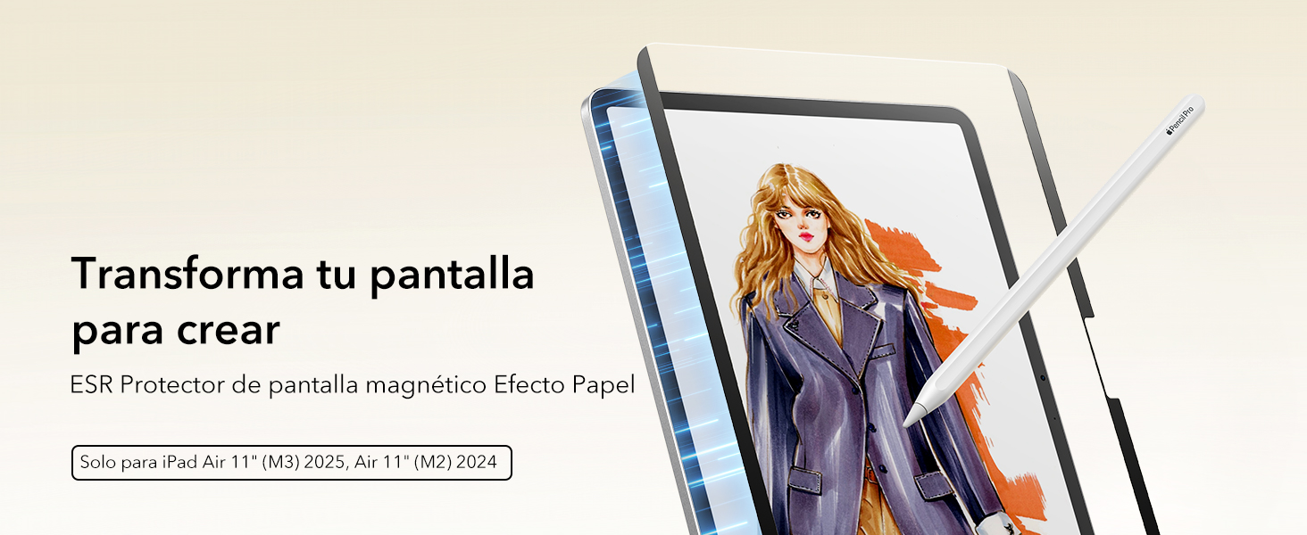Protector De Pantalla Mate Tipo Papel Para IPad Air 11 Pulgadas (M3/M2 2025/2024) - Anti-reflejos, Tacto De Papel, Compatible Con Apple Pencil