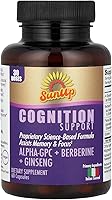 Vista 1 de SunUp Cápsulas de apoyo cognitivo, 30 dosis, alfa-GPC, berberina, ginseng, glicina, suplemento para la salud cerebral
