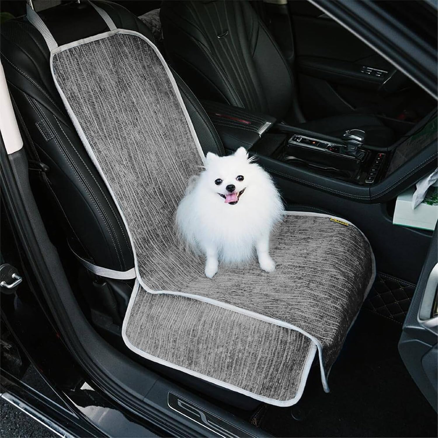 FUNNYFUZZY Chenille Dog Car Seat Cover for Front Seat,Waterproof, Scratchproof Car Seat Protector for Dogs Nonslip,Pet Seat Covers for Cars,Trucks and SUVs,Single Seat,Grey(18.1"Lx 17.7"W x 21.3"H) Slate Gray Front Seat(18"W x 39"L)