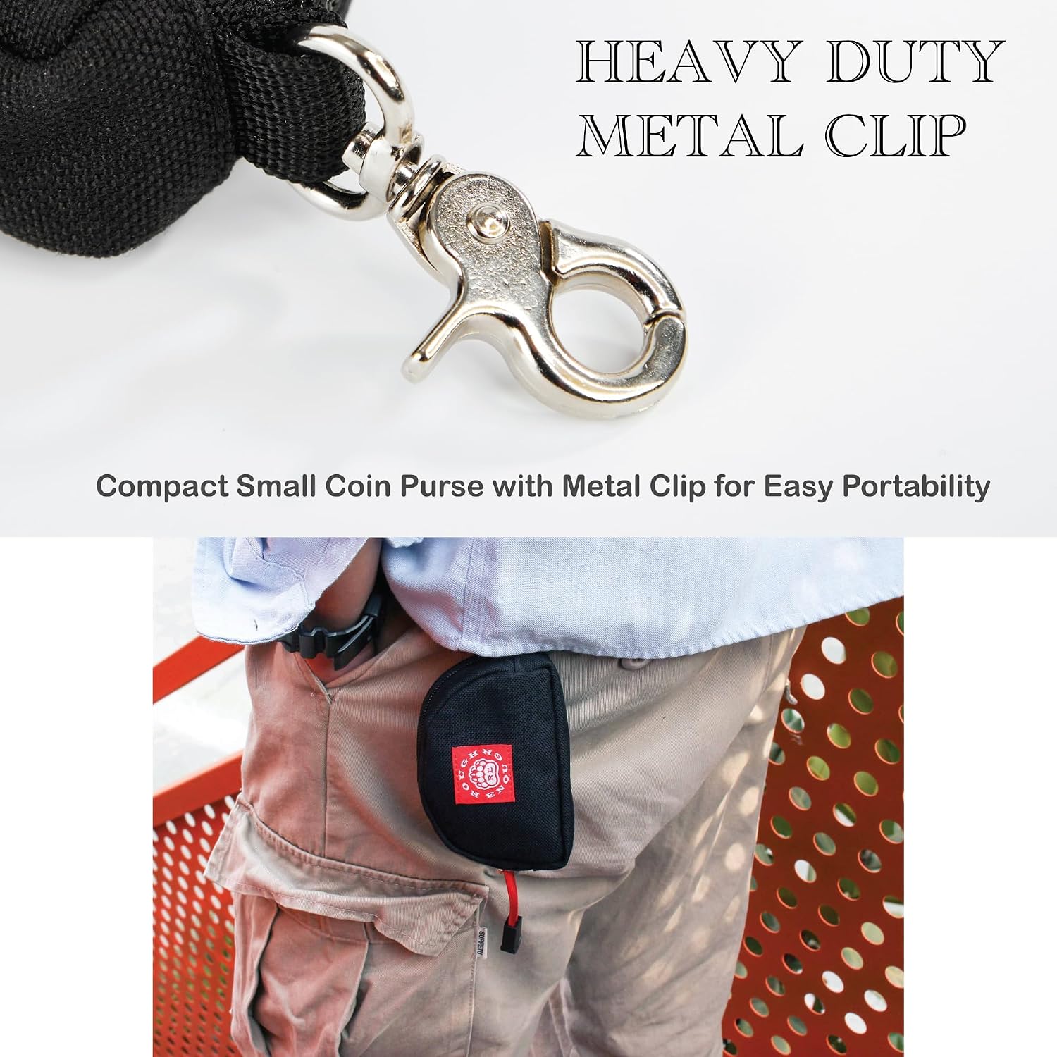 Rough Enough Small Coin Purse Pouch with Keychain Clip Bundle Set