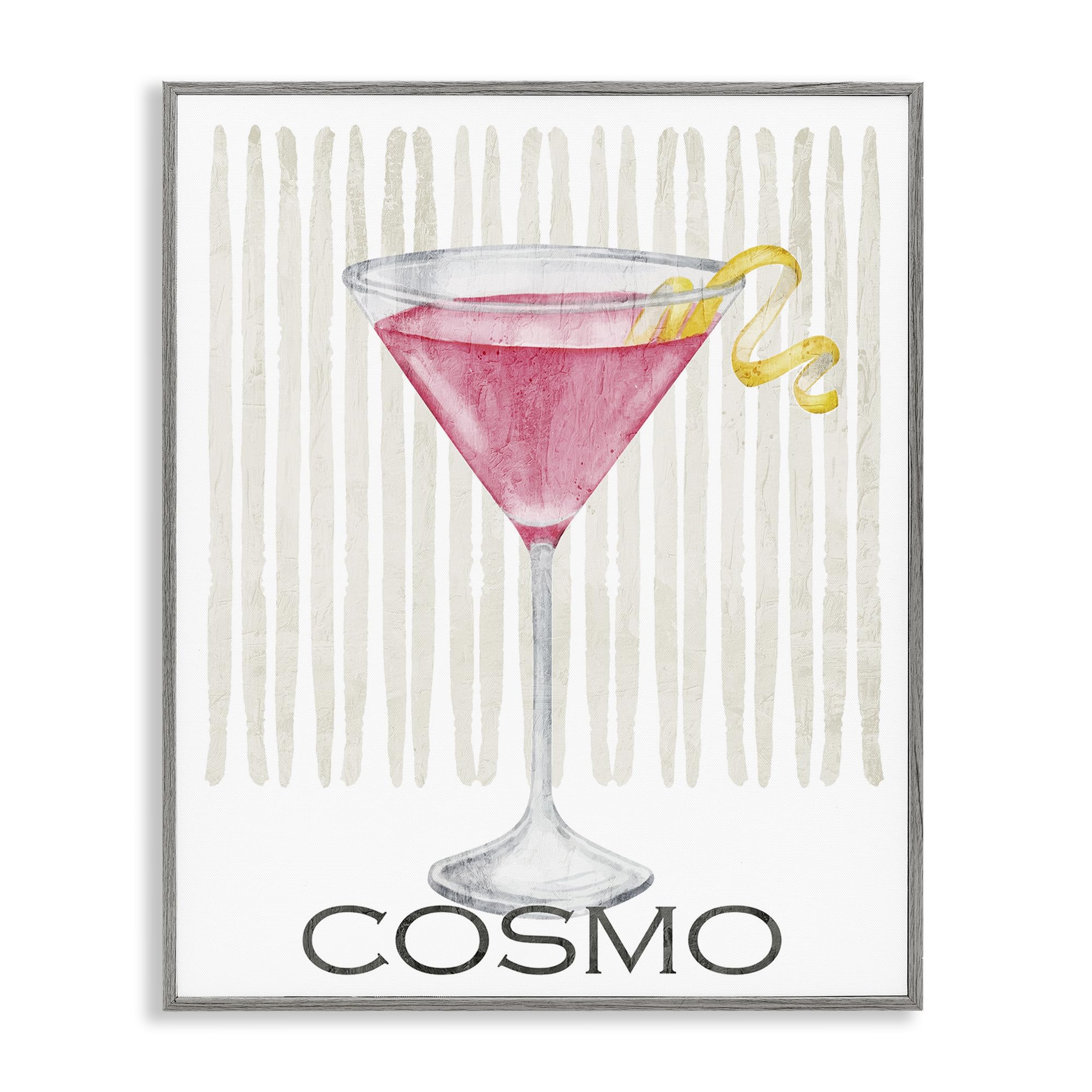 Pink Cosmo Striped Cocktail, 16 x 20 Inch Framed Giclée Print