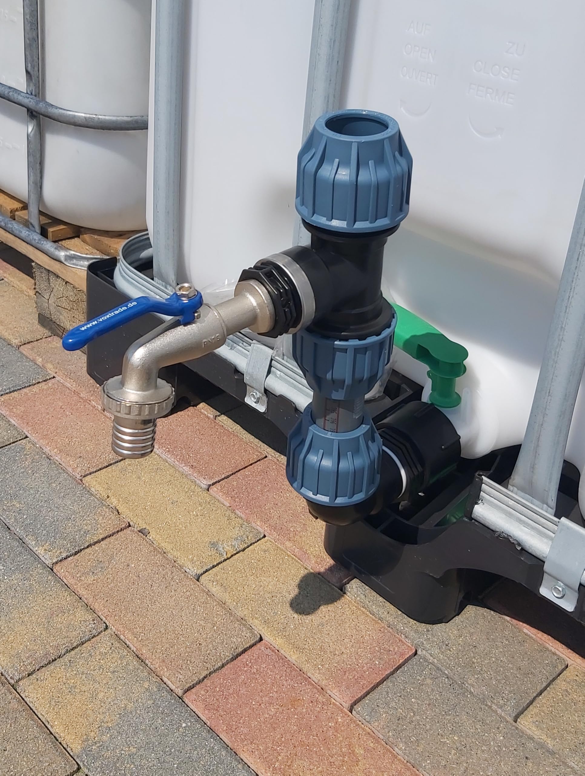 IBC Kontener połączenie do stojących jedna na drugim zbiorników na wodę 25 mm lub 40 mm rury (4012, rura 40 mm)