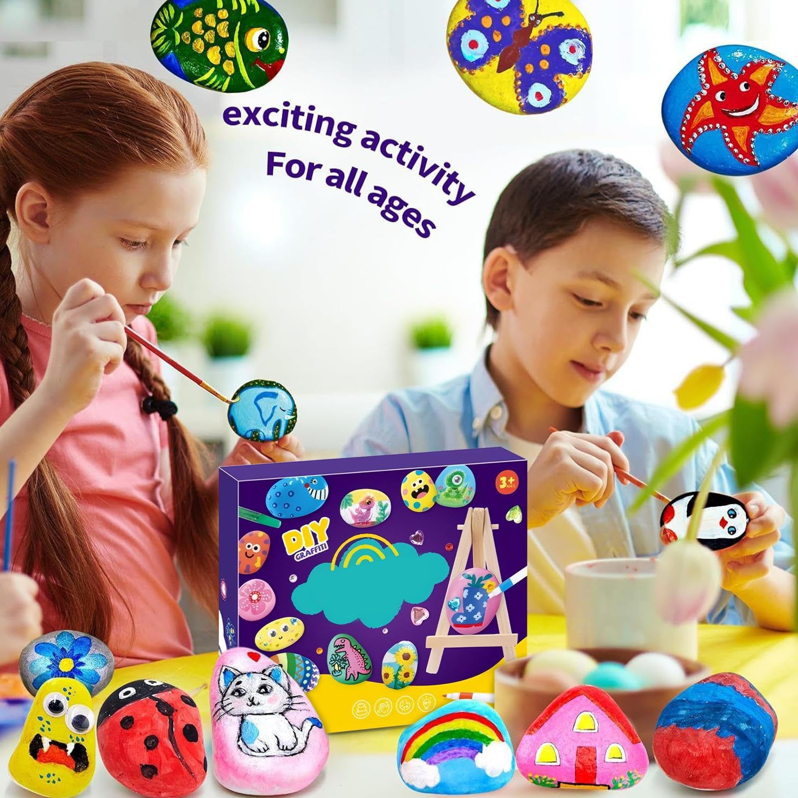 Amazon.co.jp: 子供用ロックペイントセット 石絵アートクラフトセット