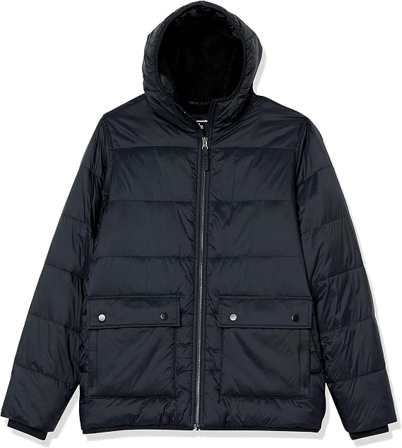 Amazon Essentials Men's Long Sleeve Water-Resistant Sherpa-Lined Insulated Quilted Puffer Jacket