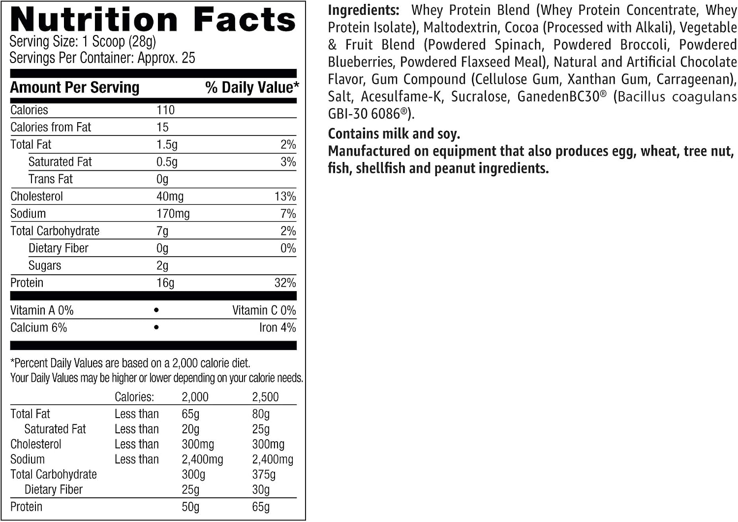 Amazon Brand - Solimo Whey Protein & Greens Blend, Chocolate, 1.5 Pound