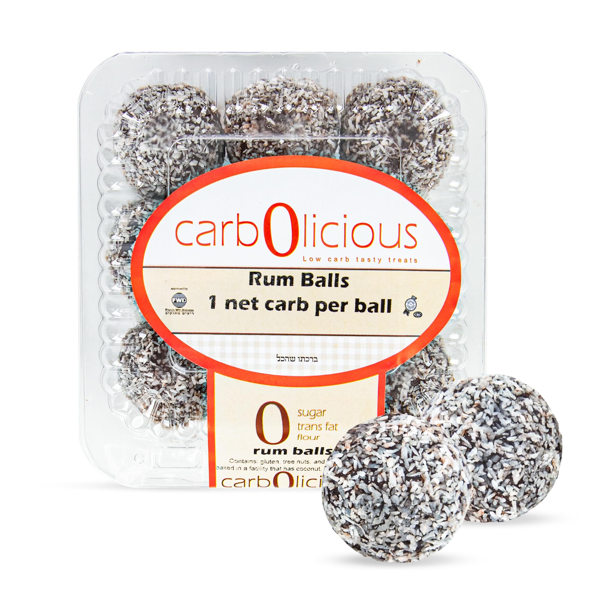 Carbolicious Chocolate Rum Balls Sugar Free, Low Carb, Keto Friendly 1 Net Carb per Ball (9 Pieces)