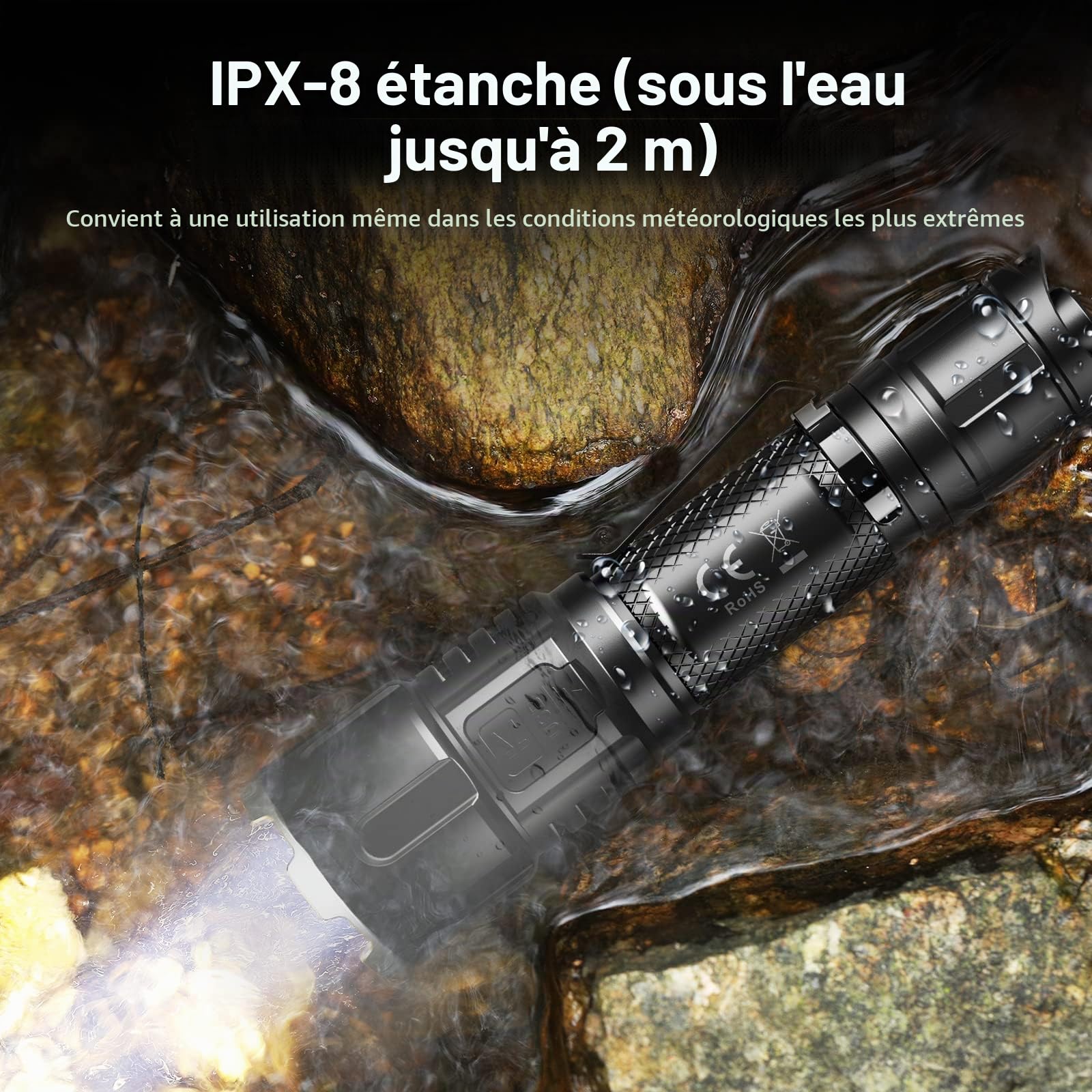 klarus XT11S 1100 Lumens Rechargeable Tactical Lampe Torche, Reach de faisceau 330m, Double interrupteurs de queue Lampe de poche avec étui
