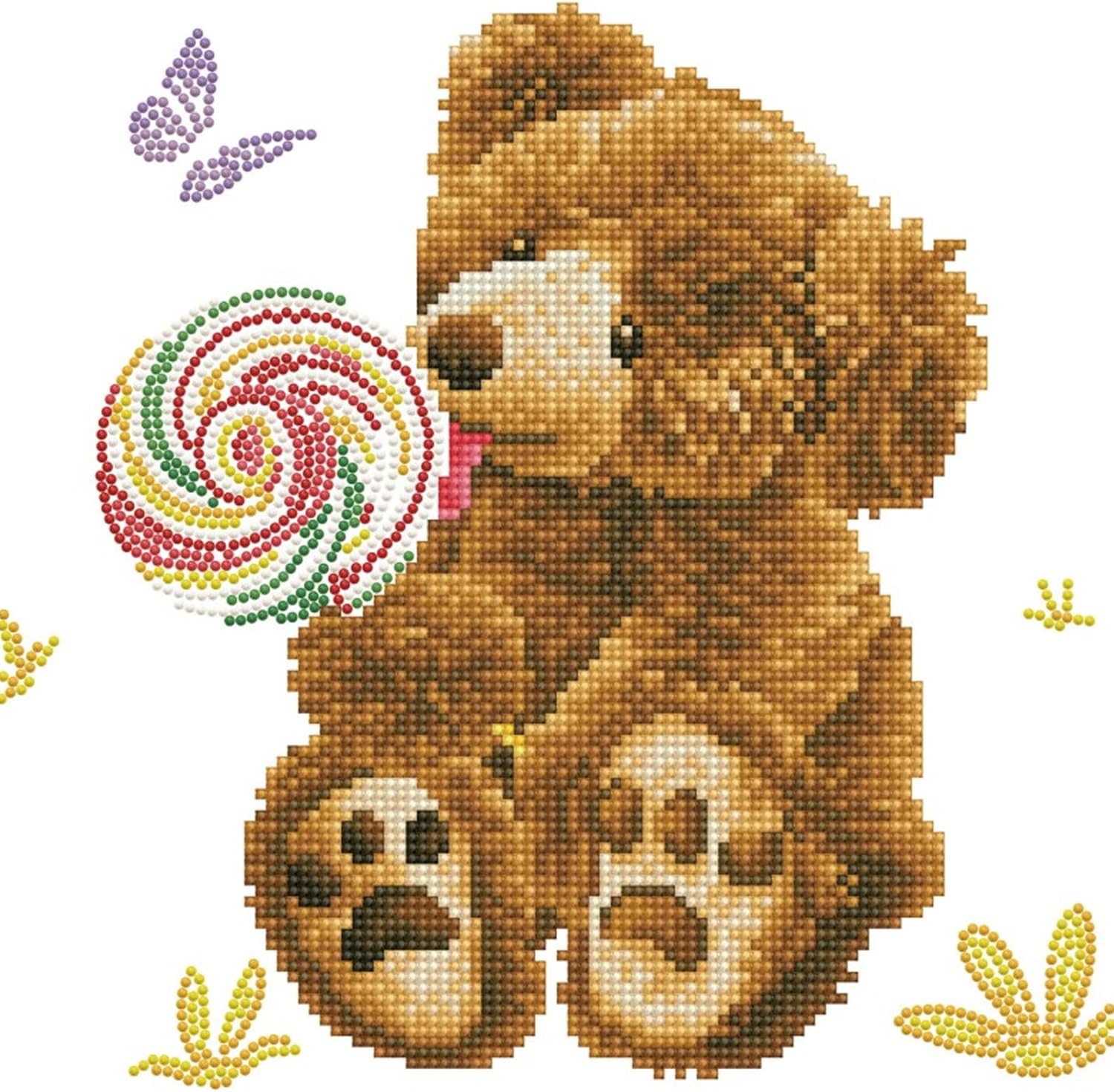 DIAMOND DOTZ Honey Pot Bear Lolly Pop Lick Animal Diamond Painting Kits for Adults - Diamond Art Kits a Relaxing Creative Craft Kit with Dotz Gems 12"x12"