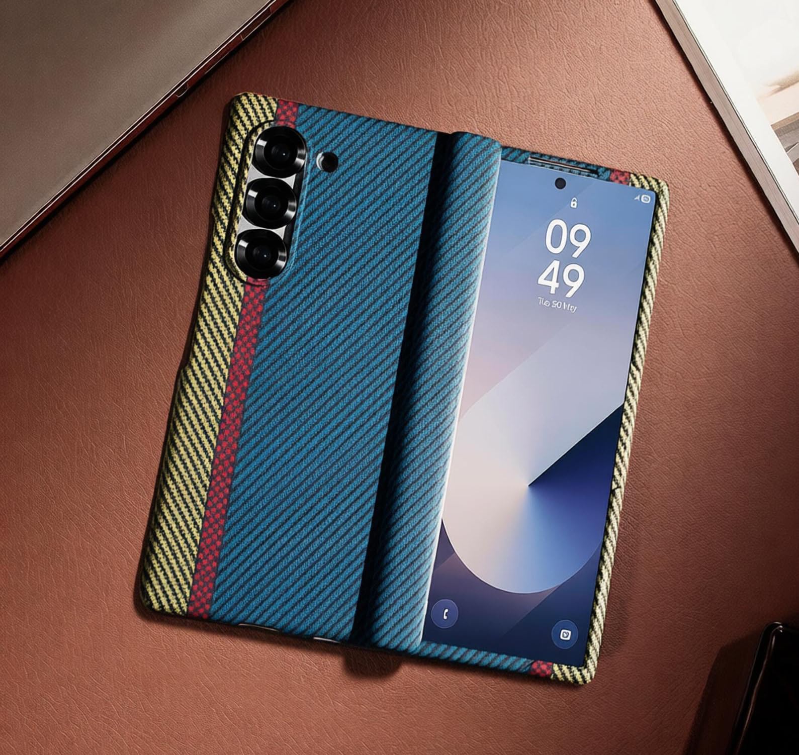 Coque Samsung Galaxy Z Fold 7 pli 7 protection charnière carbone bleu - 5