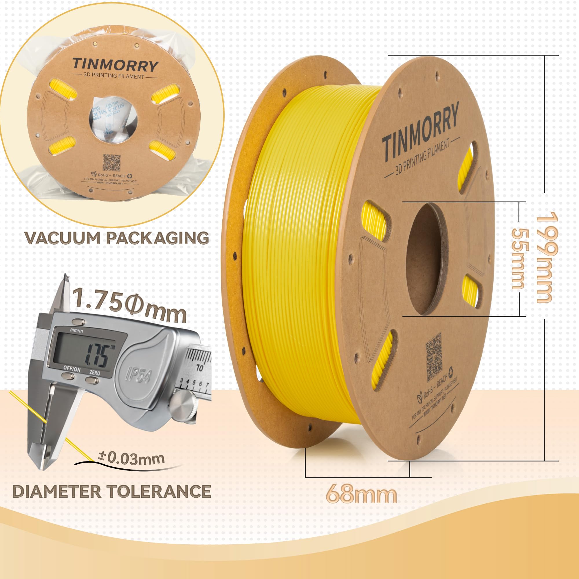 TINMORRY Filament PETG Rapid 1,75 mm, filament do drukarki 3D 1 kg × 4, 4 kolory