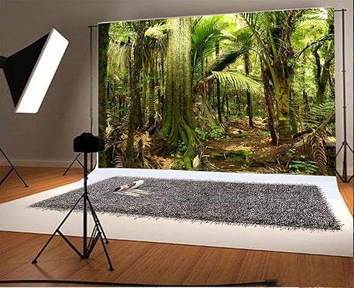 Miniatura 4 de Fondo de fotografía de selva crecimiento exuberante helecho tropical, flora de la selva, 10 x 6.5 pies, fondo verde vegetación natural, paisaje,