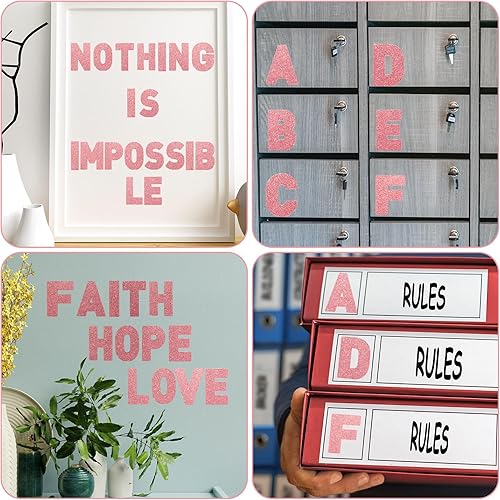 Miniatura 6 de 232 piezas de 24 hojas de calcomanías de letras grandes con purpurina, letras del alfabeto con letra grande, kit de letras autoadhesivas de 2.5