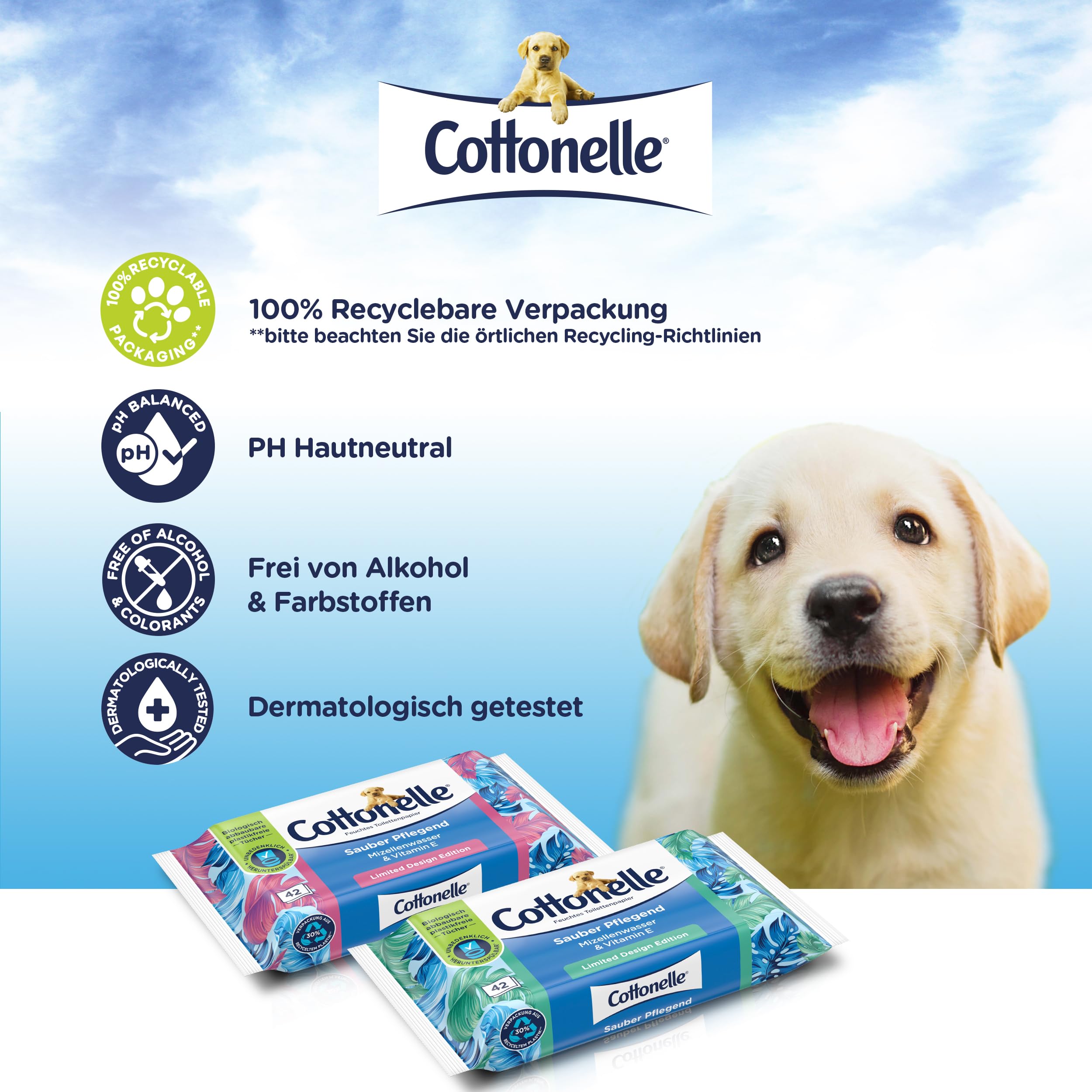 Cottonelle feuchtes Toilettenpapier, Sauber Pflegend, 12 x 42 Feuchttücher