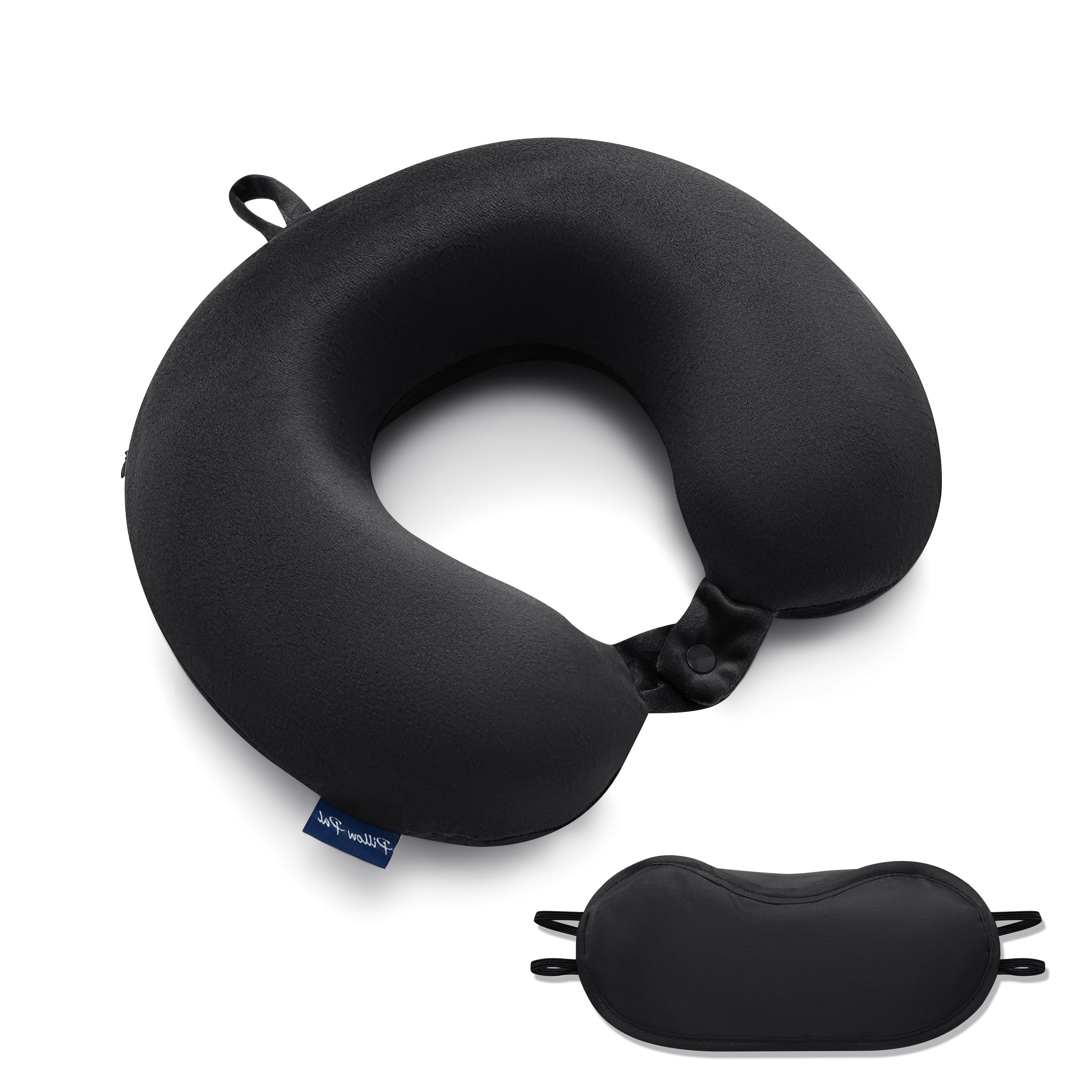 GC GAVENO CAVAILIA Memory Foam Travel Pillow | Lightweight Neck Pillow For Airplane Train, Bus, Car | Ergonomic Neck & Head Support Cushion Flight Pillow With Sleep Eye Mask, Black