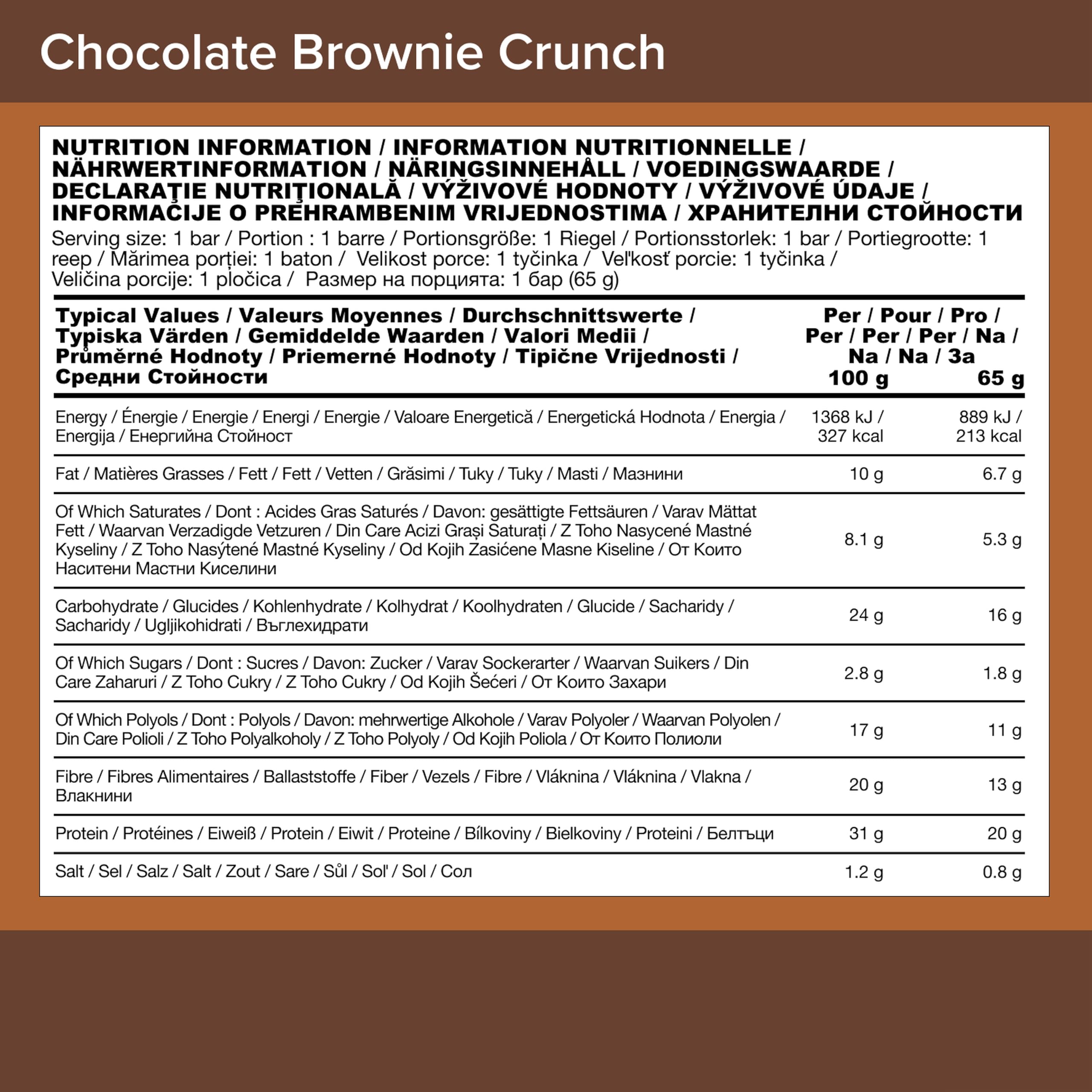 Optimum Nutrition Protein Crisp Bar (10x65g) Croustillant au chocolat et au brownie