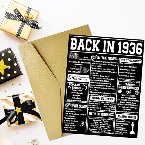 Miniatura 4 de Asmallgf Tarjeta de regalo grande de 90 cumpleaños para abuelo, abuela, mamá, papá, decoraciones retro de cumpleaños de 90 años para mujeres y