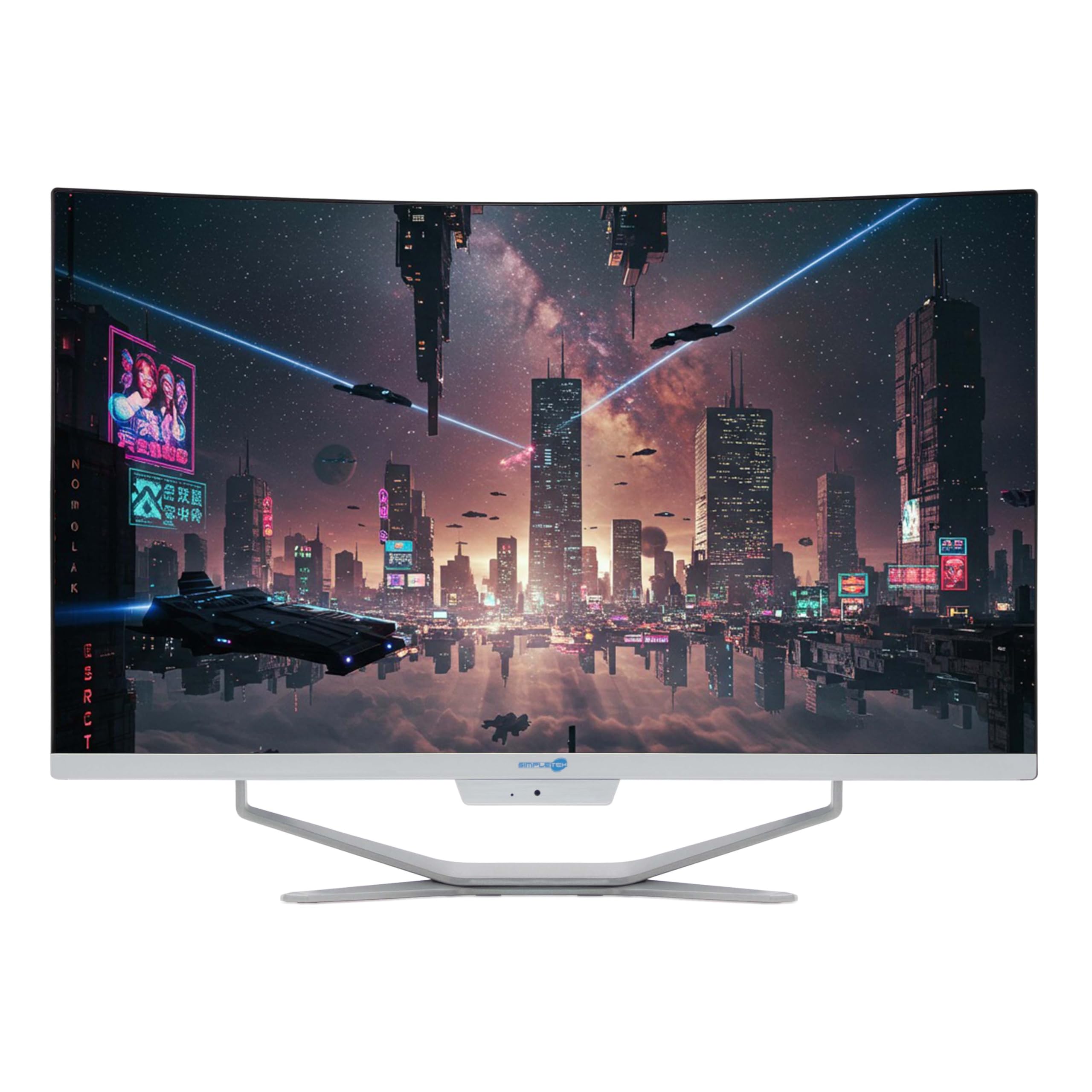 SIMPLETEK - All in One AiO 27” FHD Curvo Windows 11 Pro Core i7 fino 3,6 GHz 16GB RAM SSD 960GB Mouse Tastiera Wireless Webcam PC