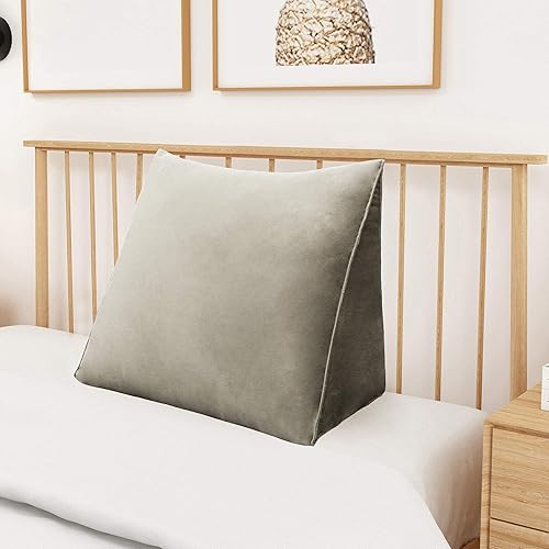 Miniatura 2 de homecozy Almohada triangular de lectura y reposo en cama cojín de respaldo de soporte lumbar para sentarse en la cama sofá o silla terciopelo de 24