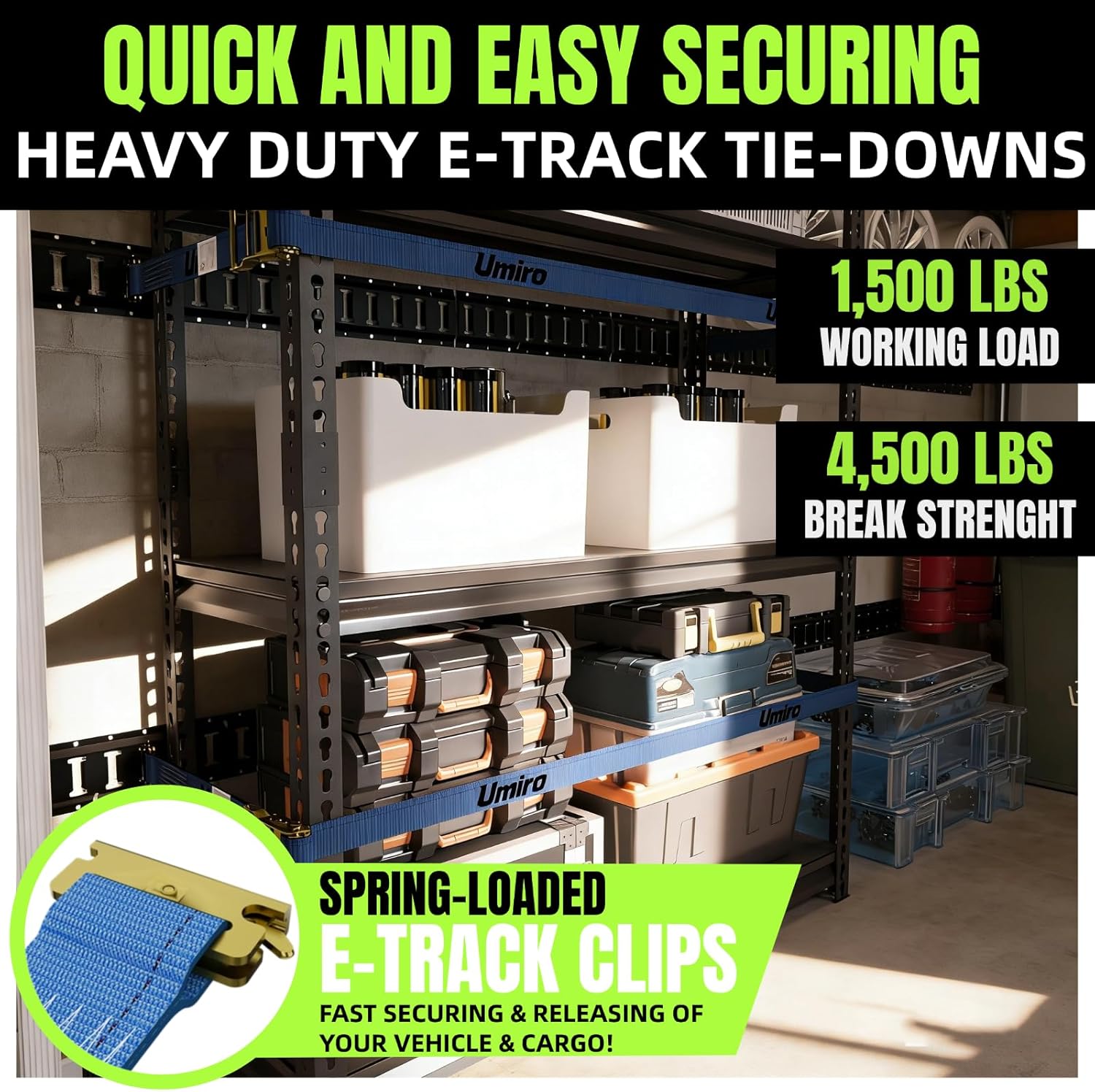 E-Track Ratchet Straps 8-Pack 2"x15 Ft – 4400 Lbs view 6