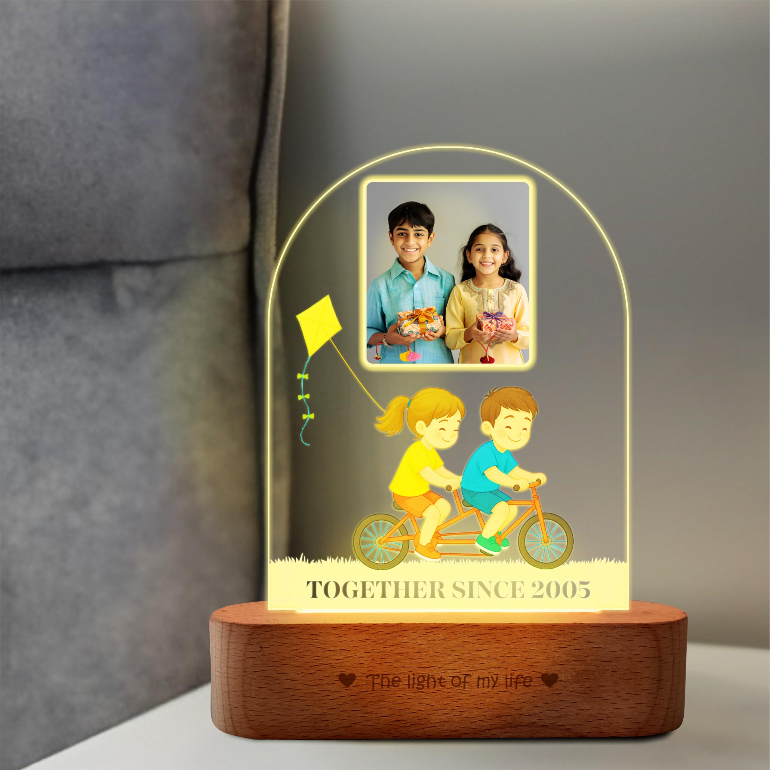 ZOCI VOCI Personalized Engraved Lamp -Rakhi Gift for Brother and Sister or Siblings | Unique Customize Gift for Rakshabandhan (Together Since...)