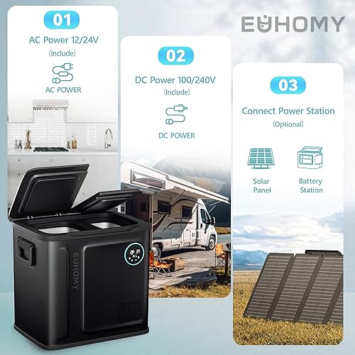 Miniatura 6 de EUHOMY Refrigerador de 12 voltios, enfriador eléctrico de doble zona de 58 cuartos de galón, control de aplicación, refrigerador de automóvil con