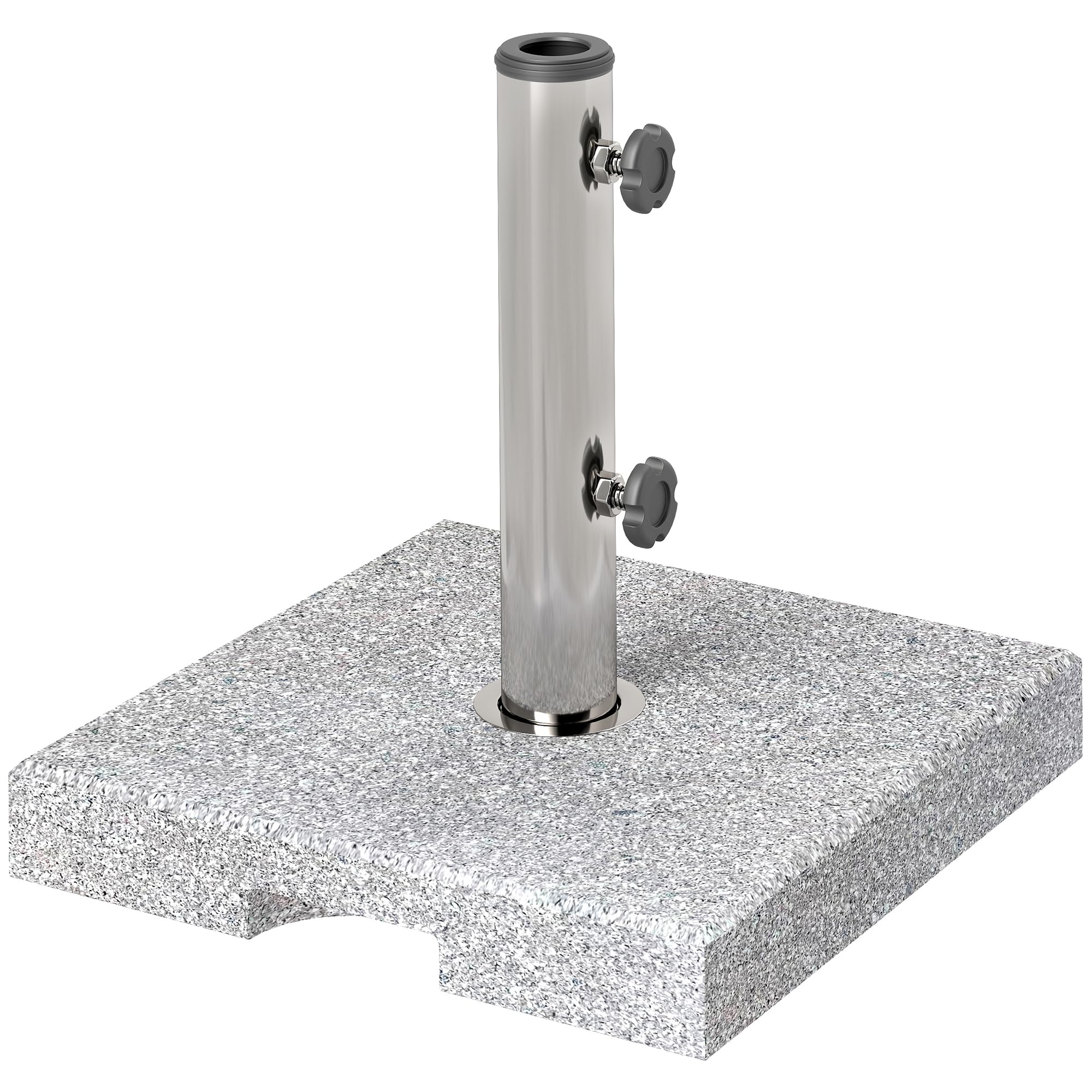Outsunny Base per Ombrellone in Granito da 21 kg, Base Quadrata per Ombrelloni da Esterno con Maniglie e 2 Manopole Regolabili, Ideale per Giardino, Patio, Bordo Piscina, Grigio