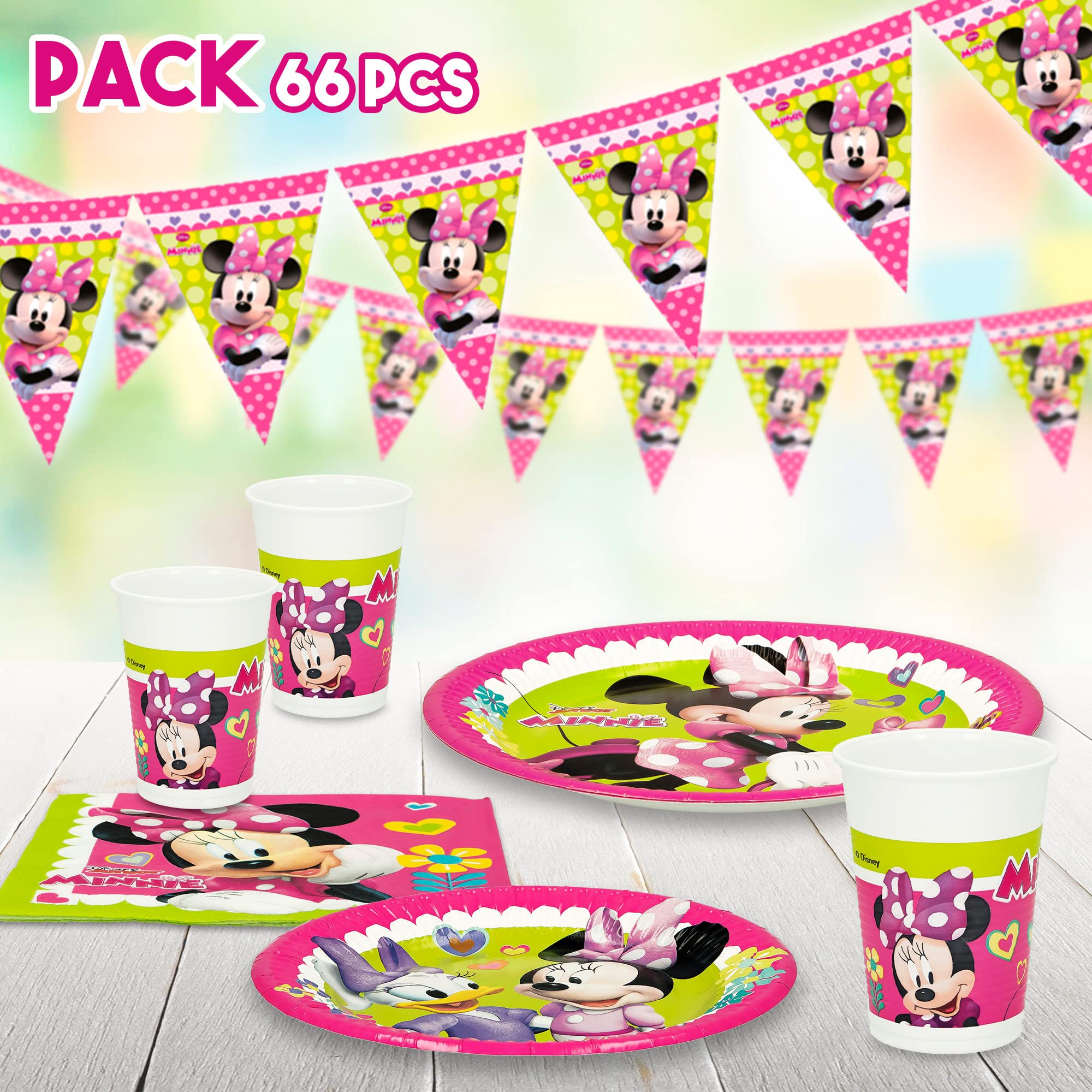 Set Articoli per feste Minnie Mouse 66 Pezzi