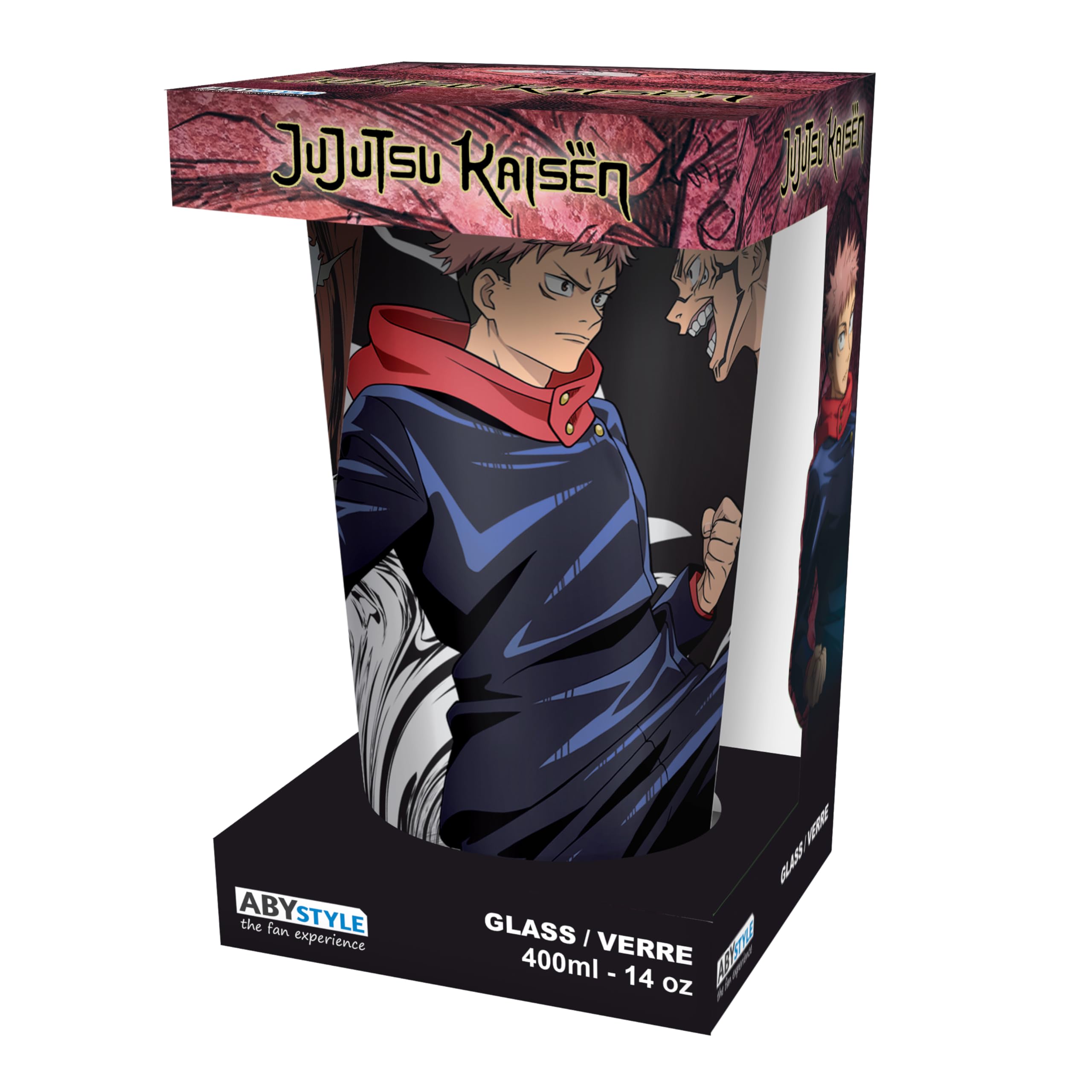 ABYSTYLE Szklanka XXL JUJUTSU KAISEN Itadori vs Sukuna - Oficjalny produkt - 400 ml - Druk wysokiej jakości