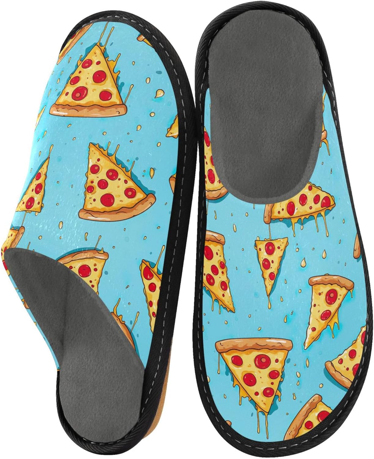 Funny Pizza House Slippers – Cozy Fuzzy Slippers for Guests, Washable & Disposable, Perfect for Shoeless Home, Spa & Hotel Use A112308