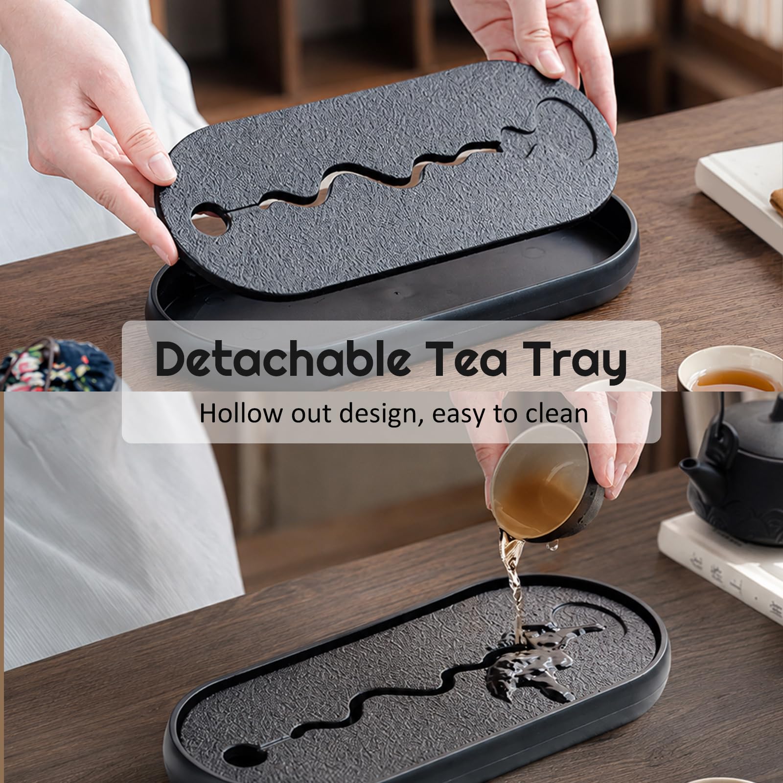 Chinesisches Gongfu-Tee-Set aus Keramik, 10 Stück Teekannen-Set Teeservice | All-in-One-Geschenktüte Teeservice, mit 230ml Porzellan Teekanne, 4er 45ml Keramik Tasse, für Geschenke, Outdoor, Reisen