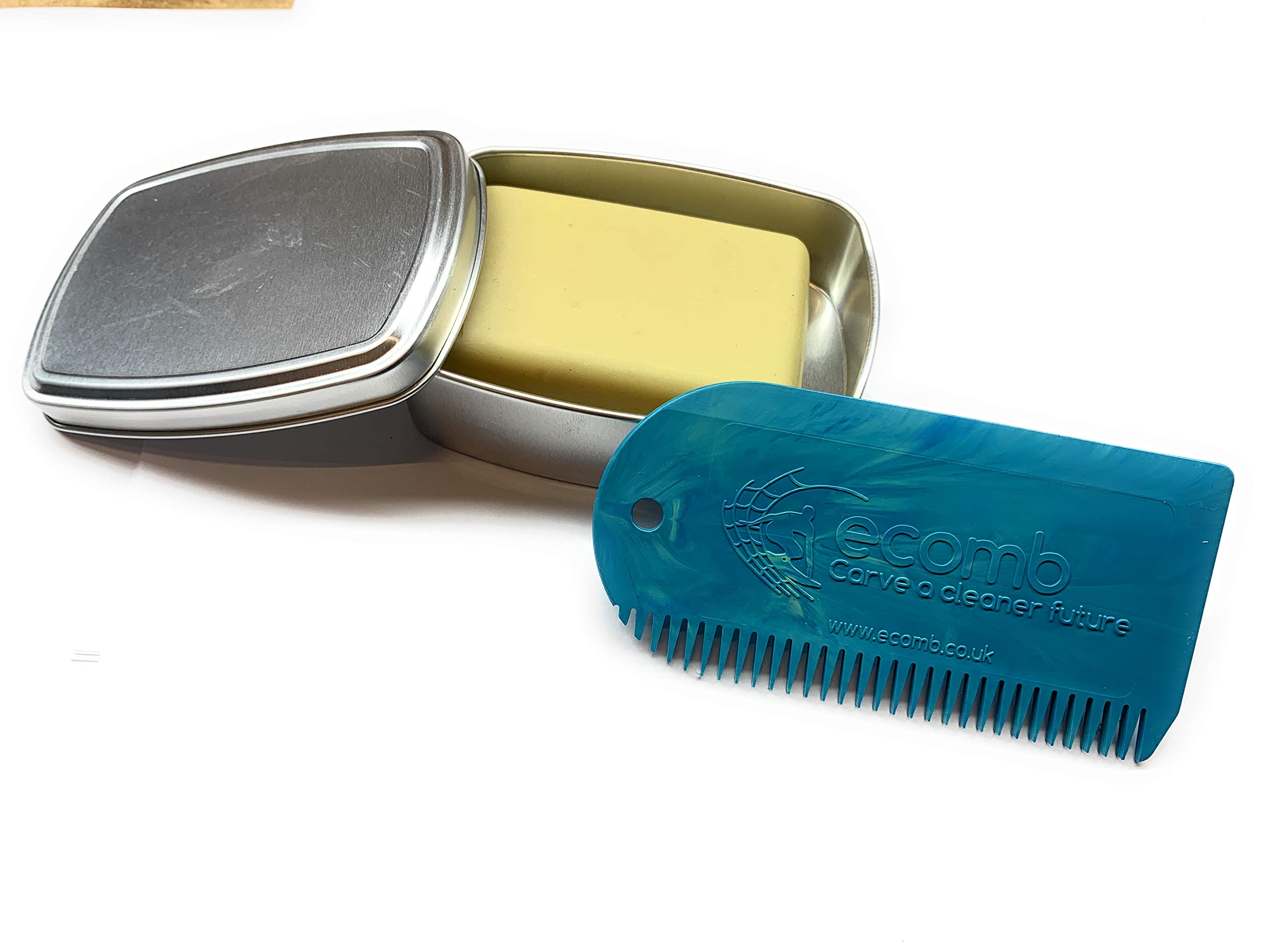 Eco Surf Board Wax, Comb & Storage Tin 100% Reclaimed Marine Ocean Waste Plastic (Pacific Blue)