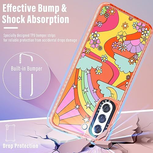 Miniatura 4 de Toycamp Funda para Samsung Galaxy S21, bonito diseño de grafiti de dibujos animados de flores de sol y río arcoíris, para mujeres, niñas, niños,