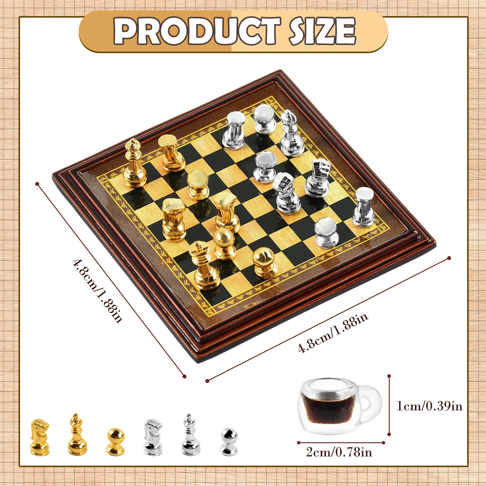 TIESOME 1/12 Miniatur Schachbrett Schachspiel Holz  Produktbild-Vorschau 11