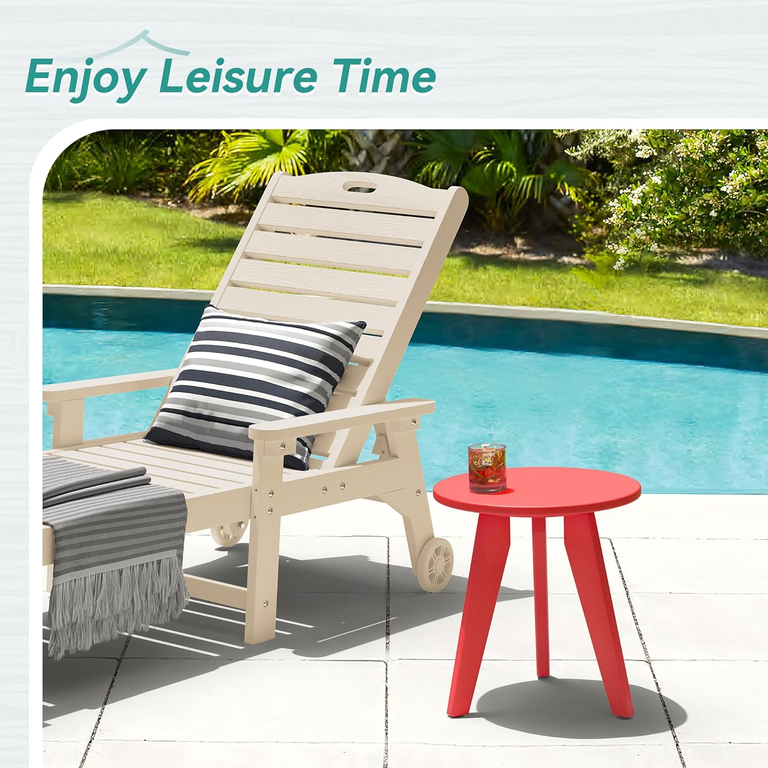 hdps outdoor side table, small round side table weather-resistant, outdoor side tables for patio, porch, deck, end table for plant stand, living room, bedroom, red red 1
