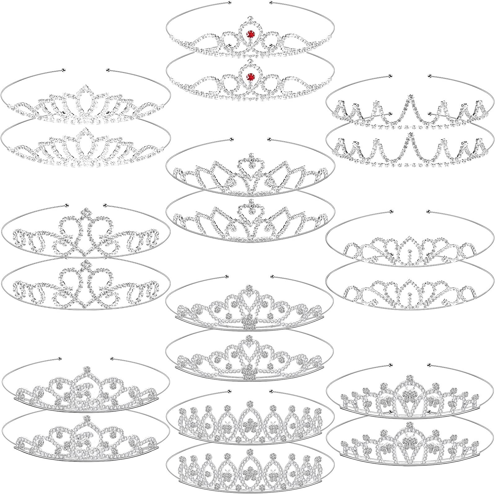 Hicarer 20 Pieces Girls Tiara Crown Silver Princess Crowns Girls Kids Crystal Tiaras Bulk for Wedding Birthday Party Favor