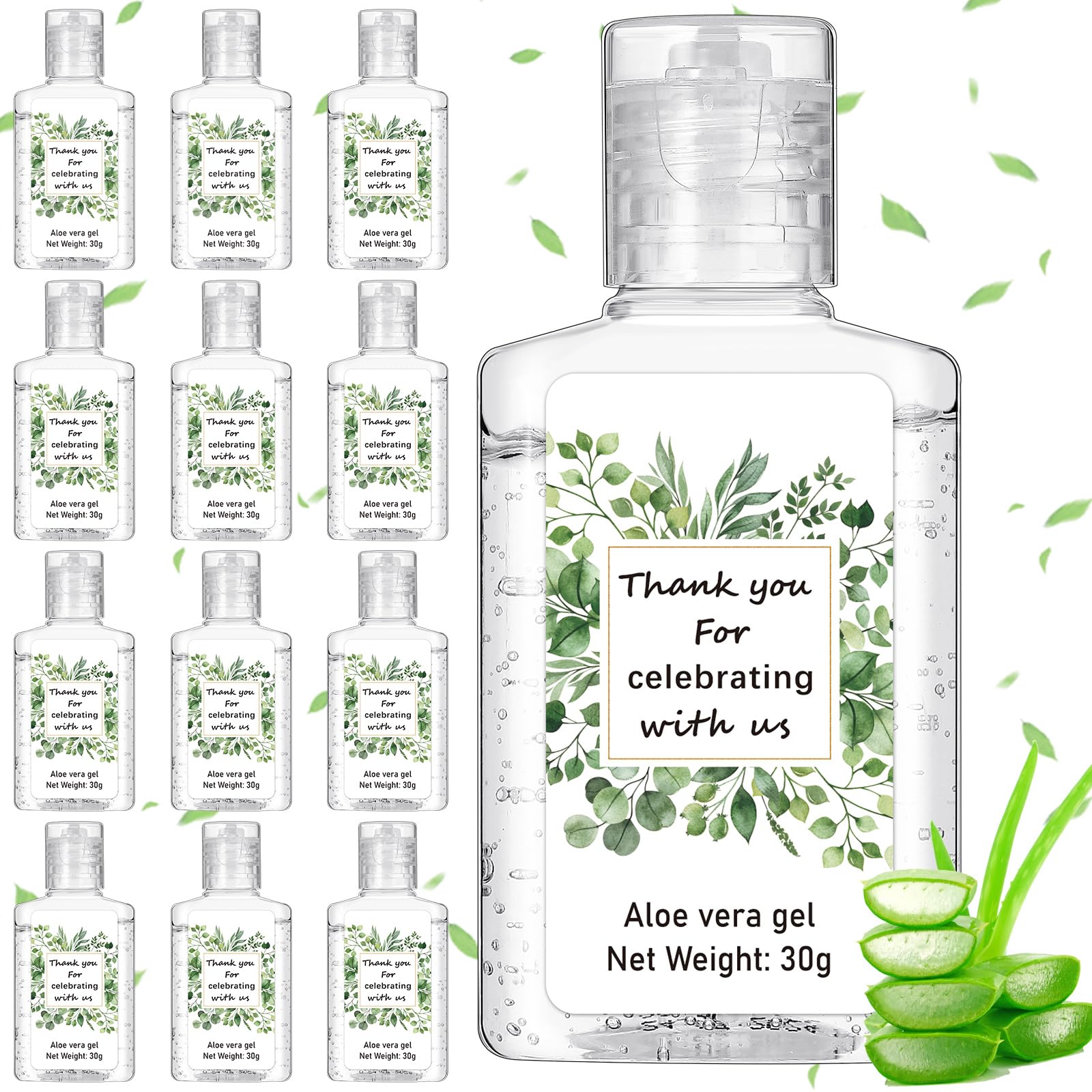 Dansib 12 Pcs Mini Aloe Vera Gel Bulk for Christmas Wedding Party 1oz Soothing Moisture Aloe Gel Bulk Travel Size for Thank You Gifts Christmas Favors