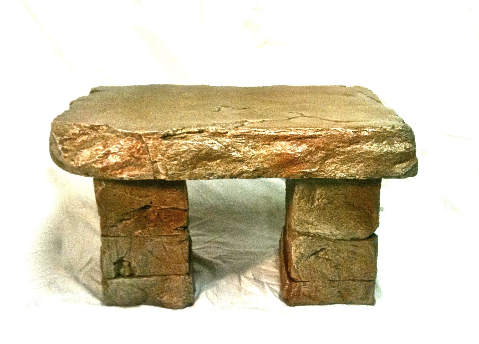 "Garden Bench" Cast Stone Granite Rock Bench 3 Piece, Patio Furniture, Concrete Bench Hand